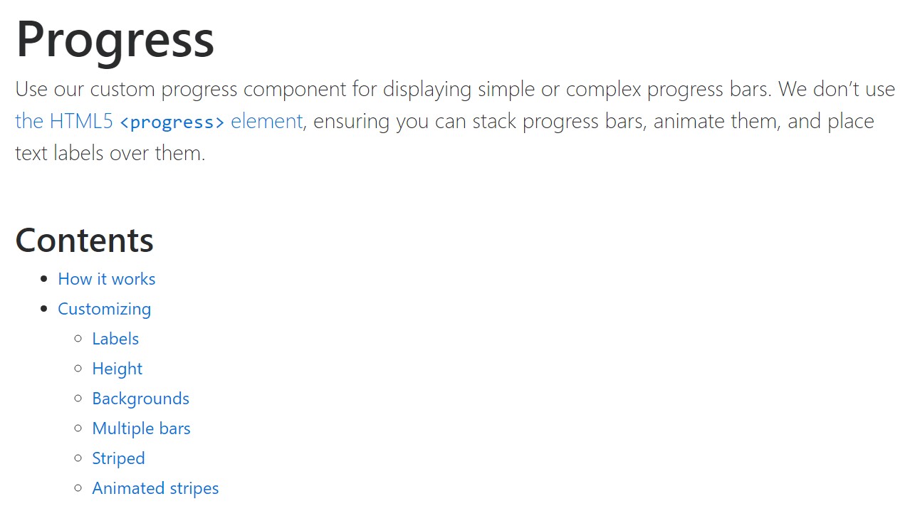 Bootstrap progress bar  approved documentation