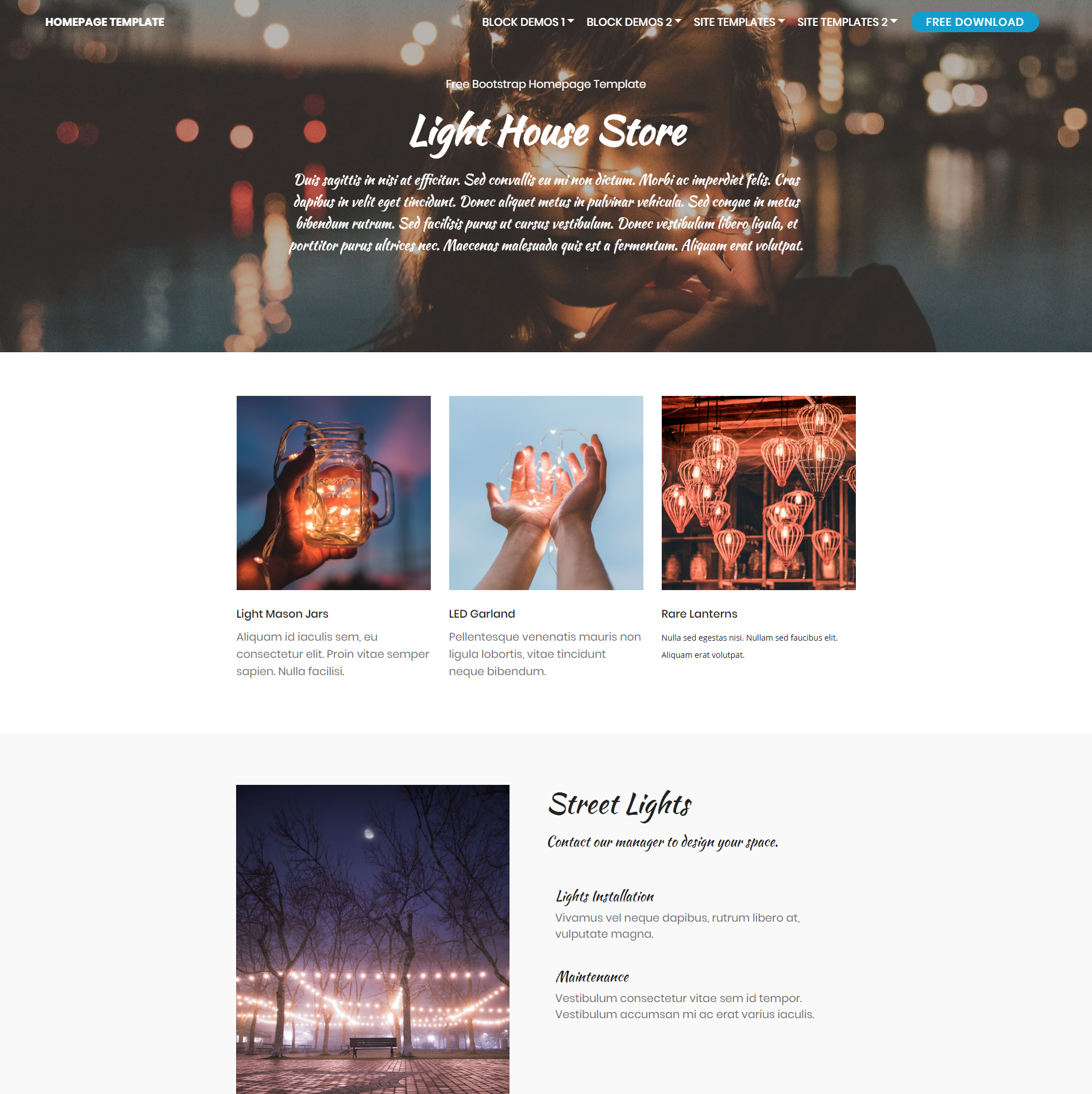 Responsive Bootstrap Homepage Templates