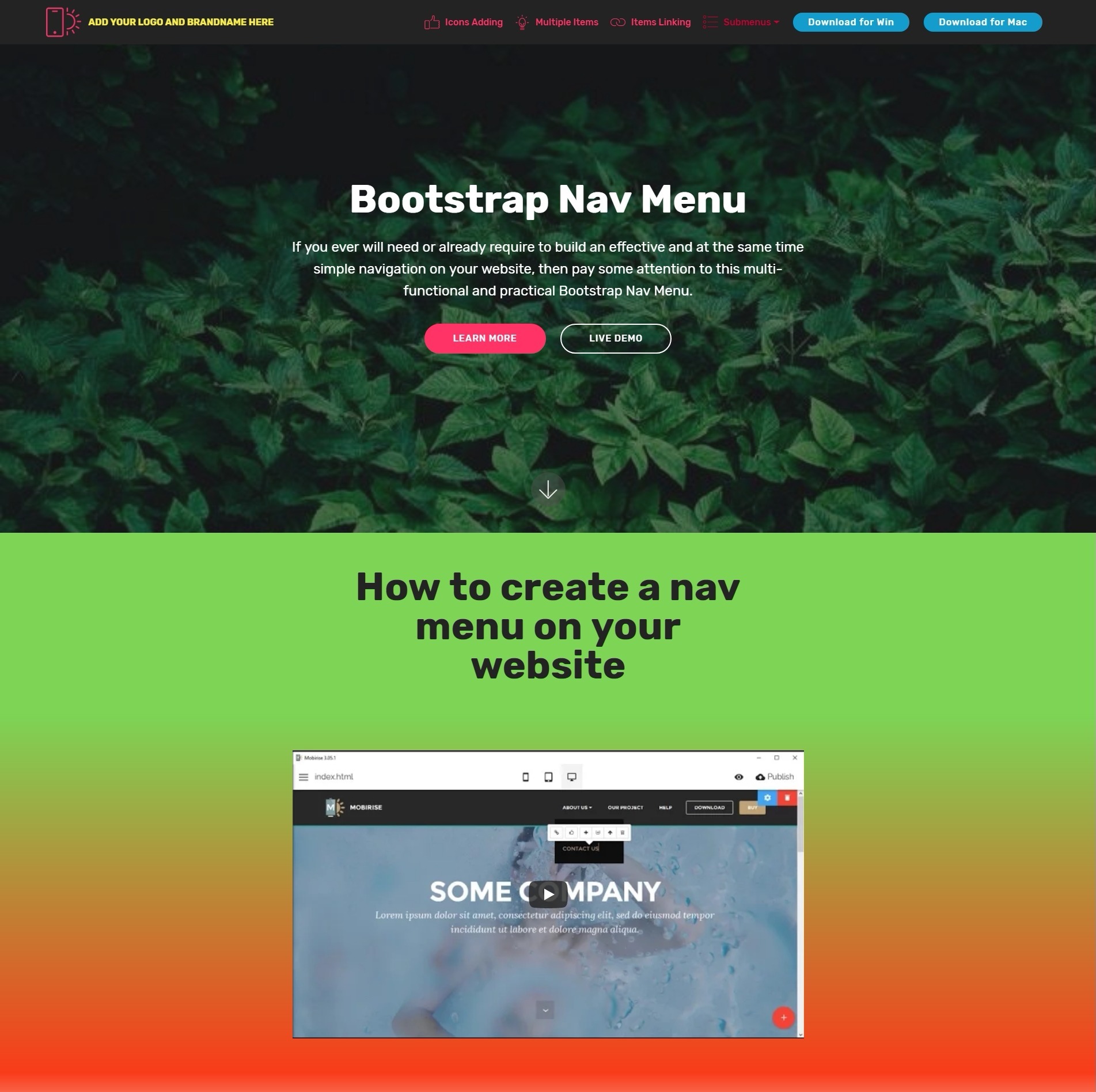 Bootstrap Menu Bar Template Free Download
