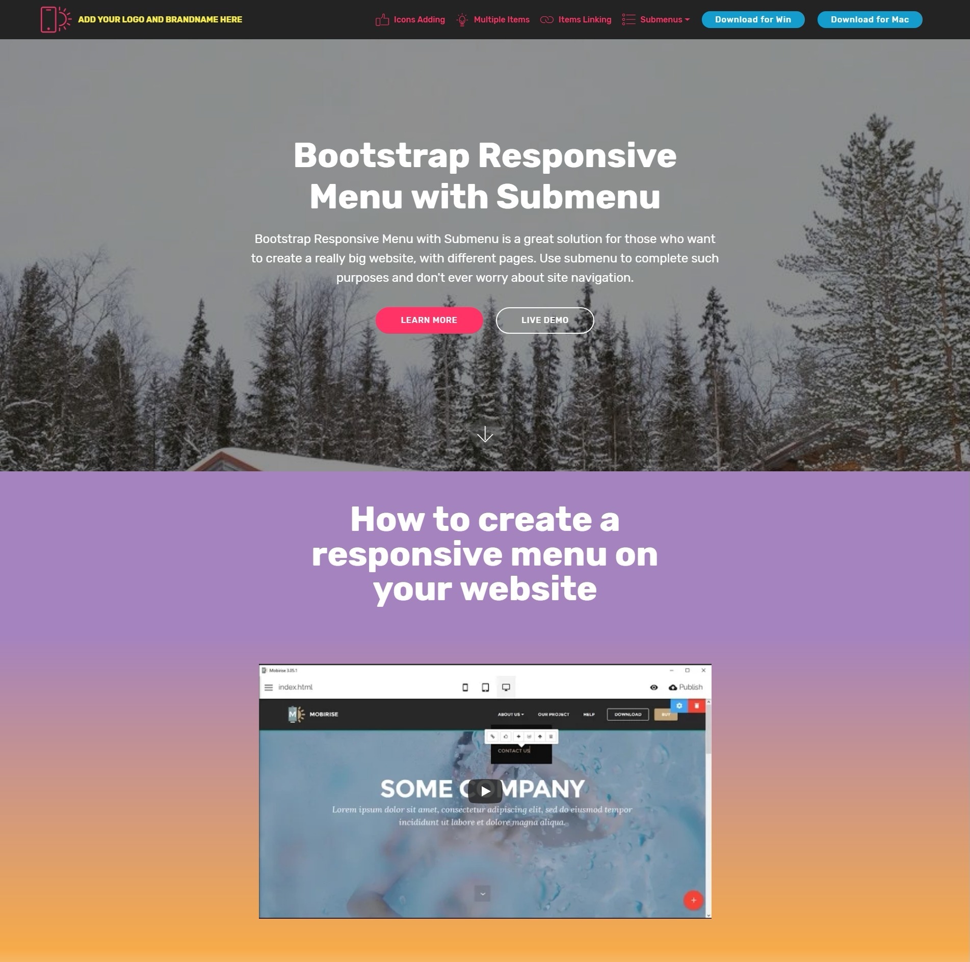 Magical CSS3 Bootstrap Carousel Video Players And Accordion Menu Templates