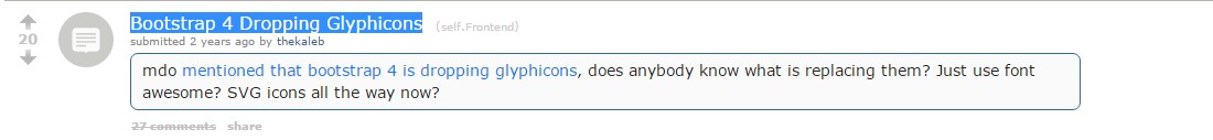 Bootstrap 4 - Dropping Glyphicons