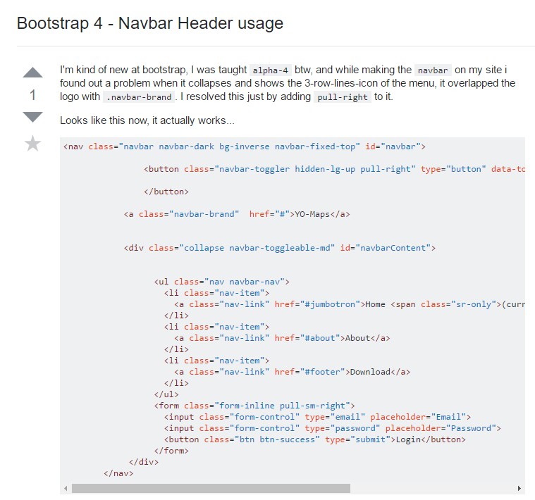 Bootstrap 4 - Navbar Header  handling