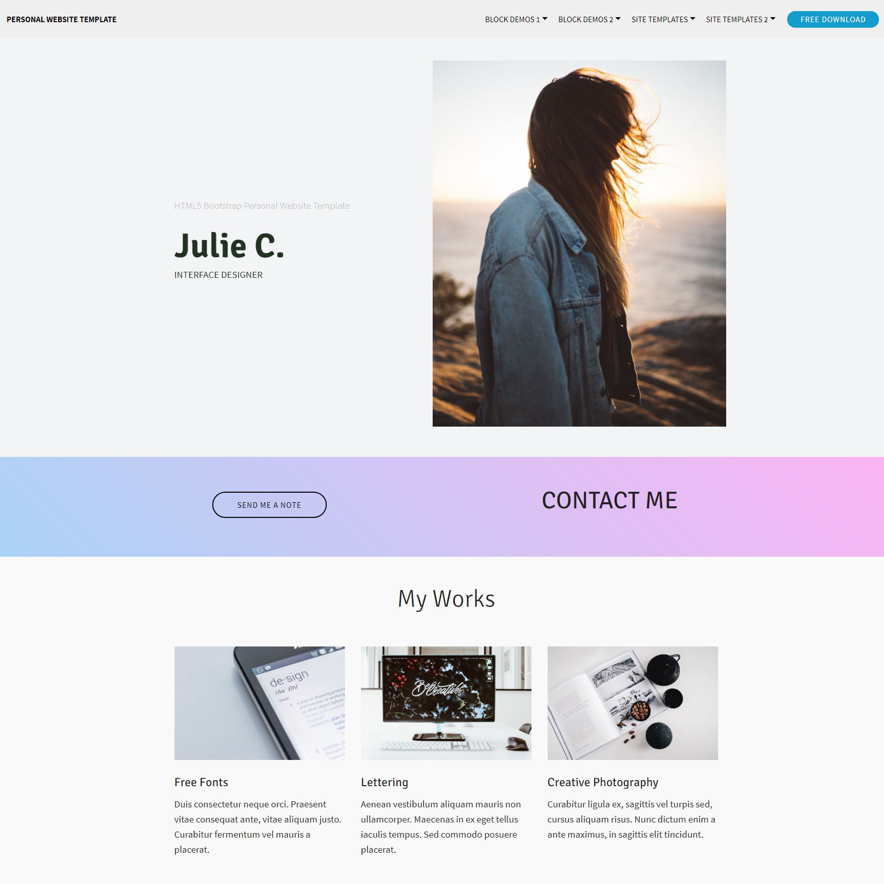 HTML5 Bootstrap Personal website Themes